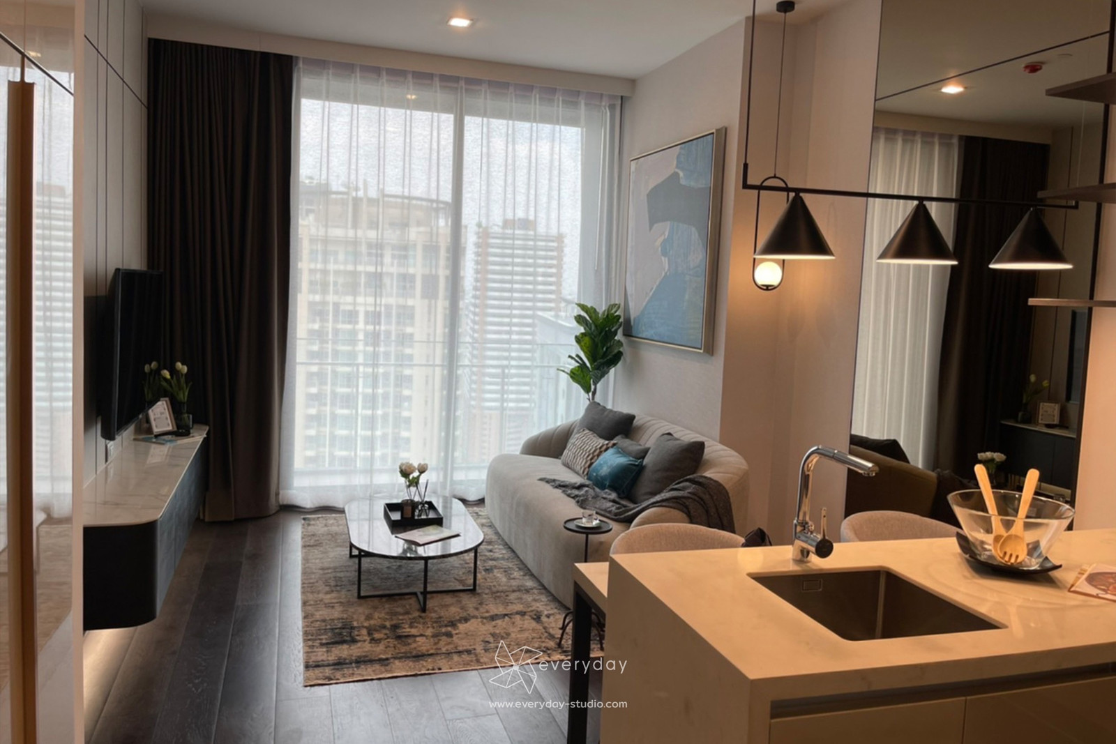 Condo for Rent: LAVIQ Sukhumvit 57, 1 Bed, 46 sqm, 22nd Floor, Rare Corner Unit (PAH-01406) - Image 3