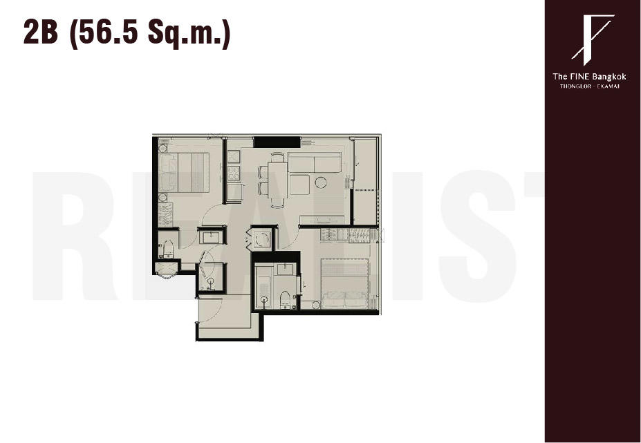 ขายคอนโด เดอะ ฟายน์ แบงค็อค ทองหล่อ - เอกมัย 2 ห้องนอน 56.5 ตร.ม. (PAH-01293) - Image 4