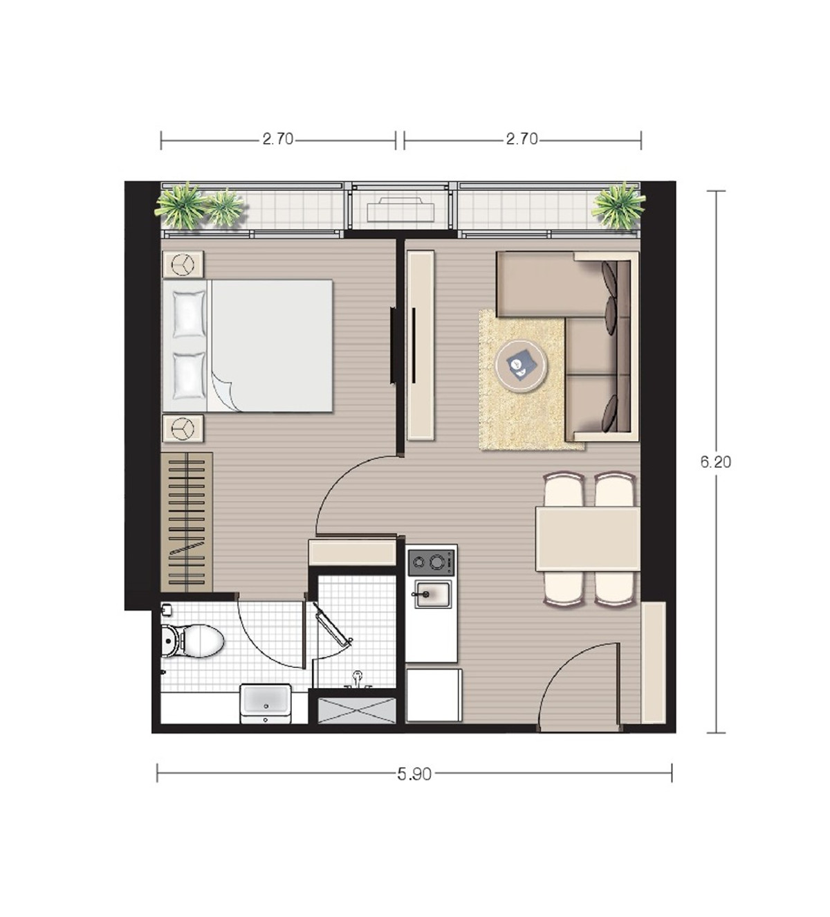 ขายคอนโด โนเบิล บี ไนน์ทีน 1 ห้องนอน 34.31 ตร.ม. วิวต้นไม้ ใกล้ BTS อโศก (PAH-01344) - Image 3