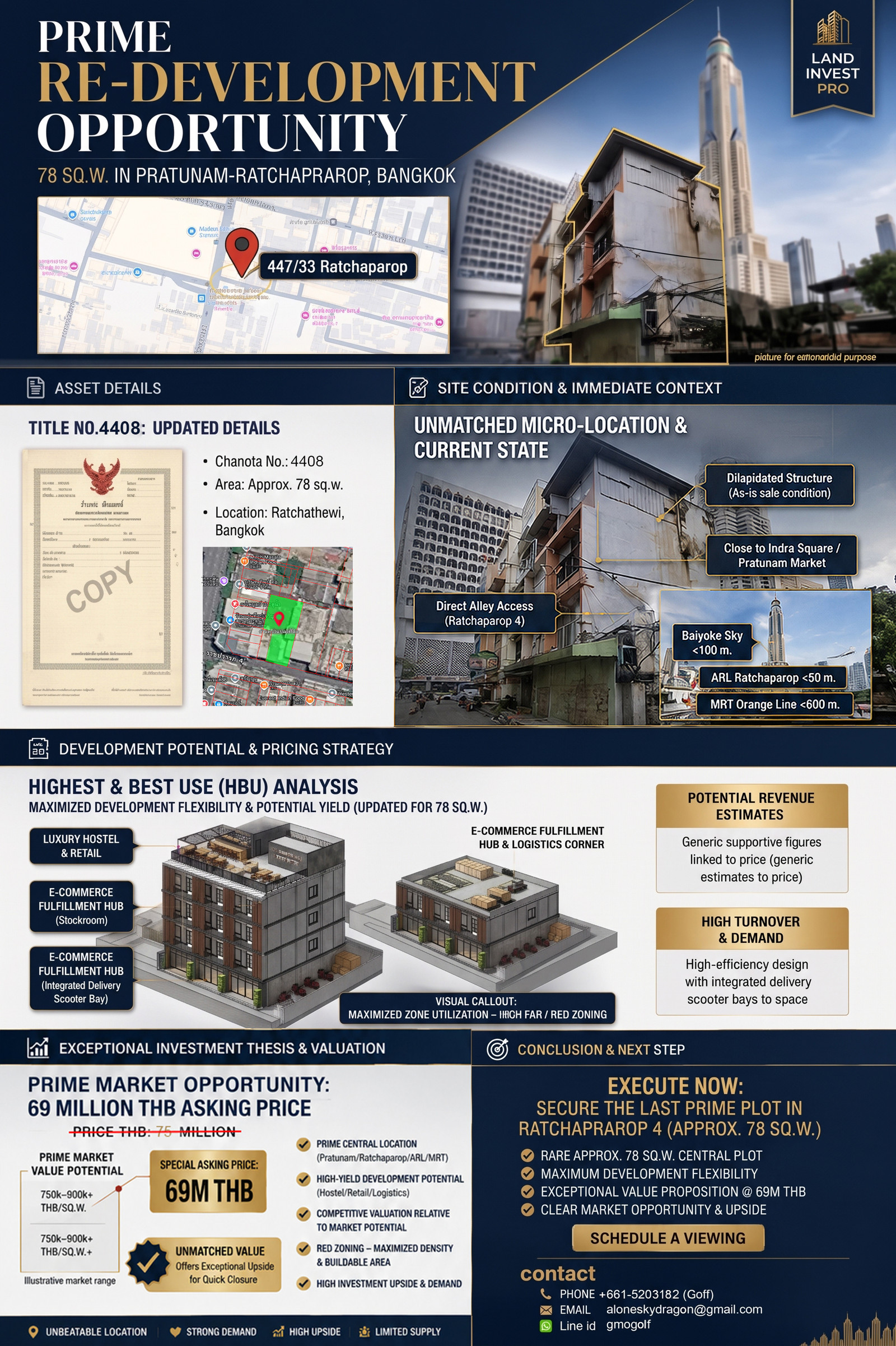 For Sale: "Prime Land for Sale, Ratchaprarop 4 - 78 sq.wah, Near Soi Entrance, OPPORTUNITY IN - Image 5