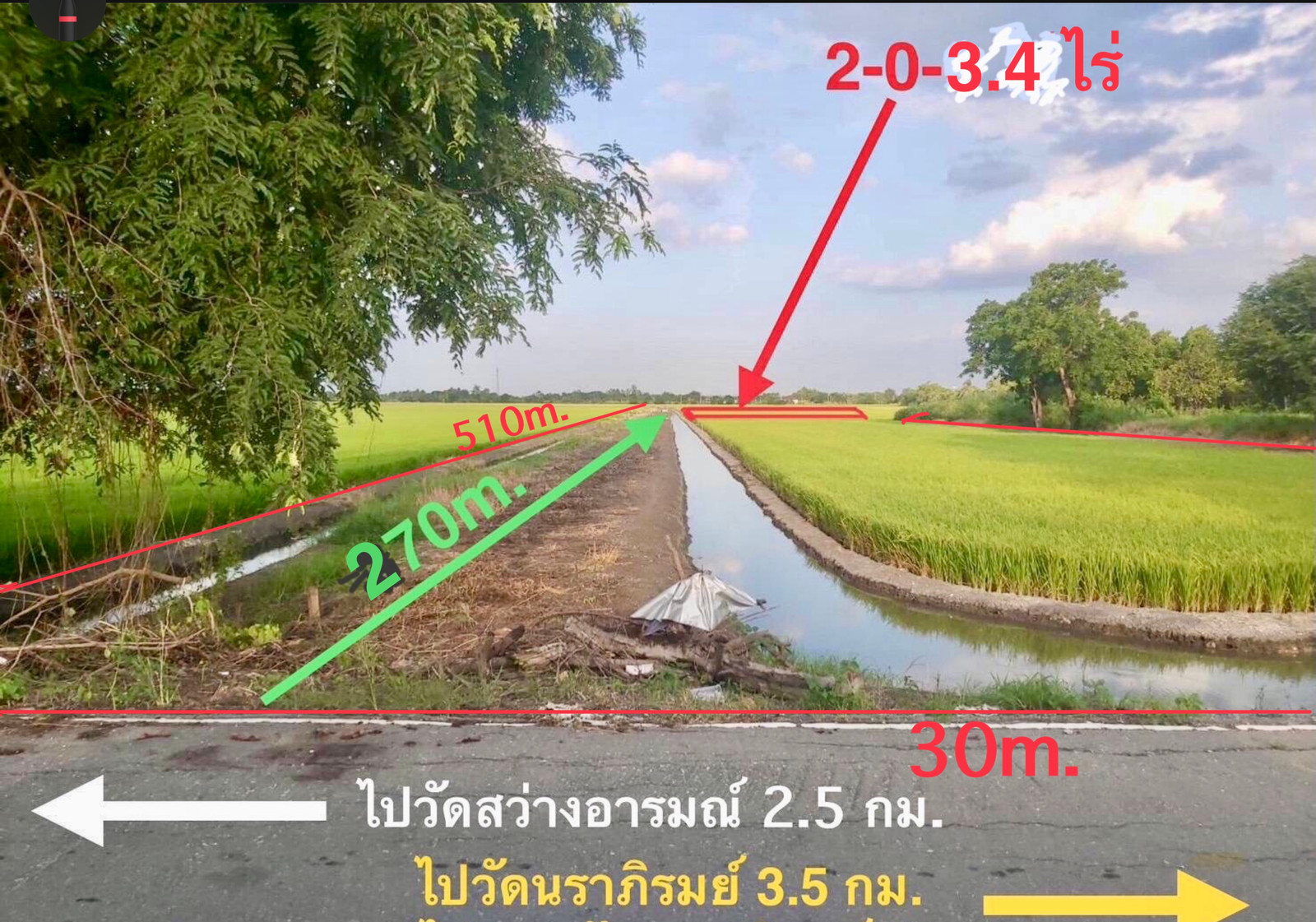 ขาย ด่วนที่นา รีบขายราคาถูกมากอยู่ใกล้ย่านความเจริญตำบลนราภิรมย์ อ.บางเลน นครปฐม - Image 6
