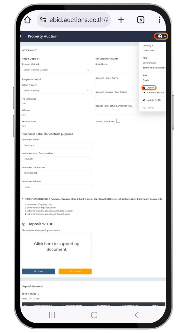 Phone screenshot showing bidding steps - 5