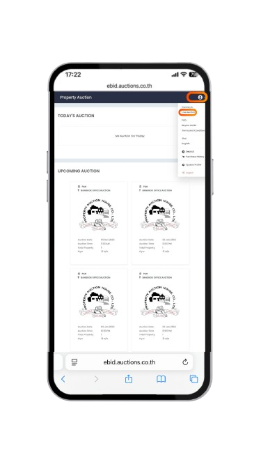 Phone screenshot showing bidding steps - 6