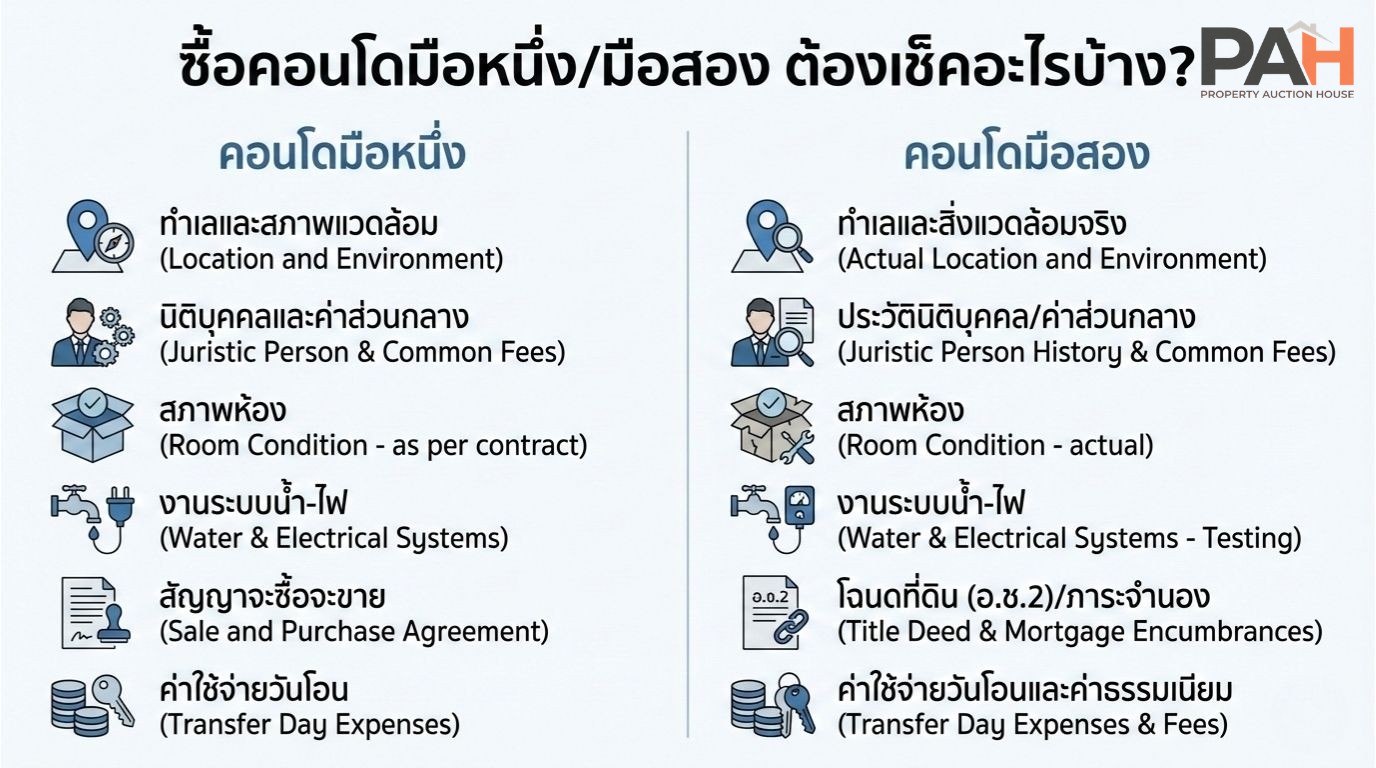 ซื้อคอนโดมือหนึ่ง/มือสอง ต้องเช็คอะไรบ้าง? สรุปครบแบบเข้าใจง่าย