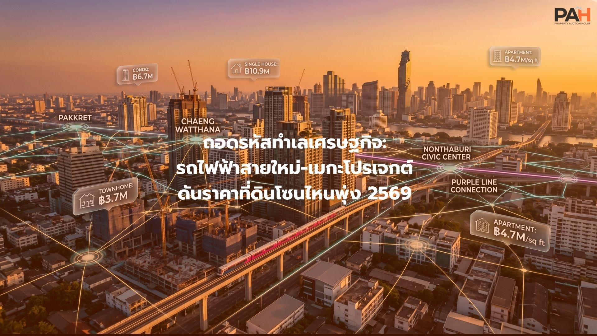 ถอดรหัสทำเลเศรษฐกิจ (Economic Corridors): รถไฟฟ้าสายใหม่ เมกะโปรเจกต์ ดันราคาที่ดินโซนไหนพุ่ง?